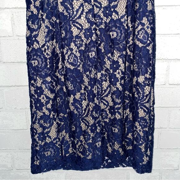 NEW Aidan Mattox Blue Lace Deep V Bodycon Cocktail Evening Party Dress sz 2 NWT - Picture 9 of 14